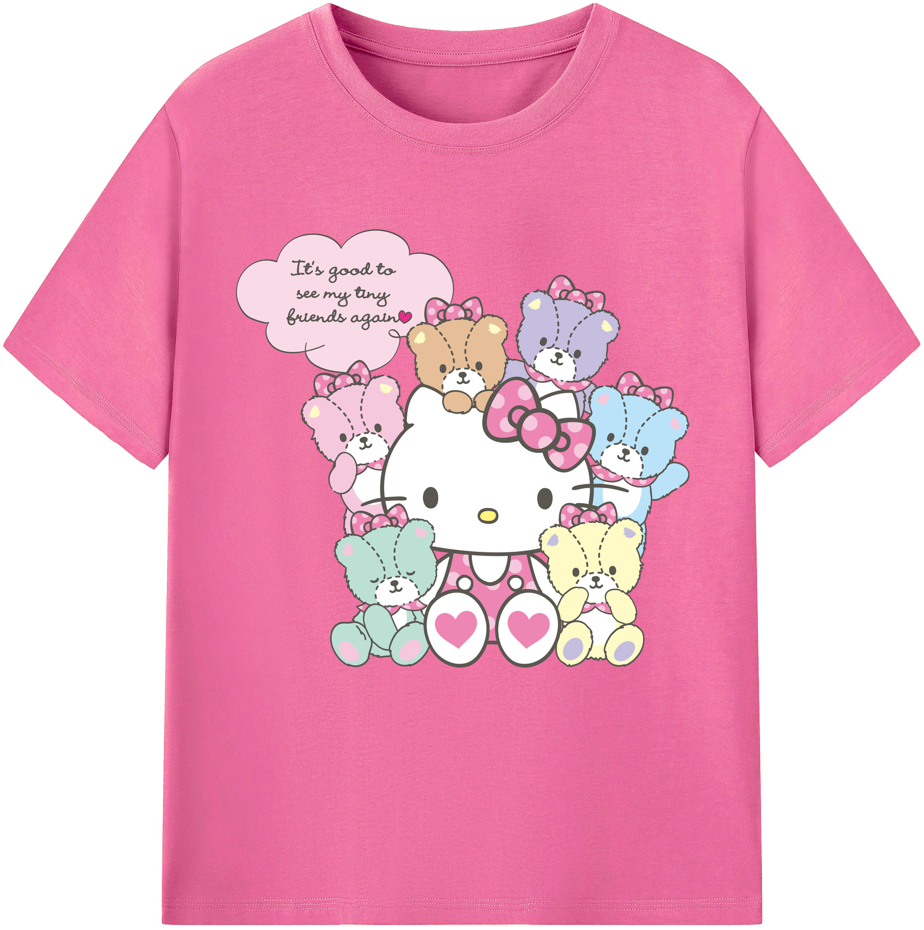 （画像用） Hello Kitty ハローキティ レディースカジュアルプリントTシャツ（綿100％）